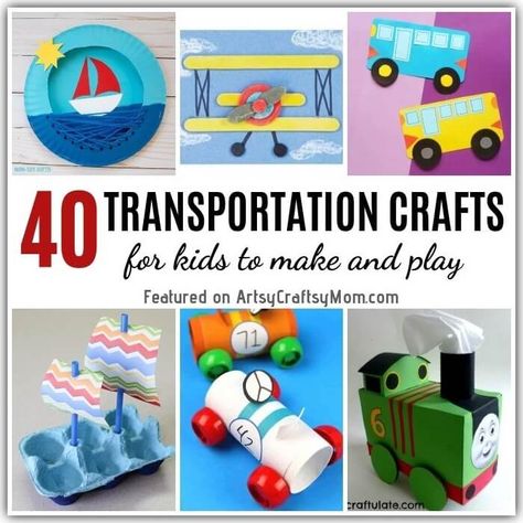 These fun and easy Transportation Crafts for Kids are perfect for little kids to learn about how cars, trains, planes and even hot air balloons work! Transportation Crafts For Kids, Diy Transportation, Race Car Craft, Sailboat Craft, Bus Crafts, Hot Air Balloon Craft, Airplane Crafts, Transportation Crafts, Transportation Preschool