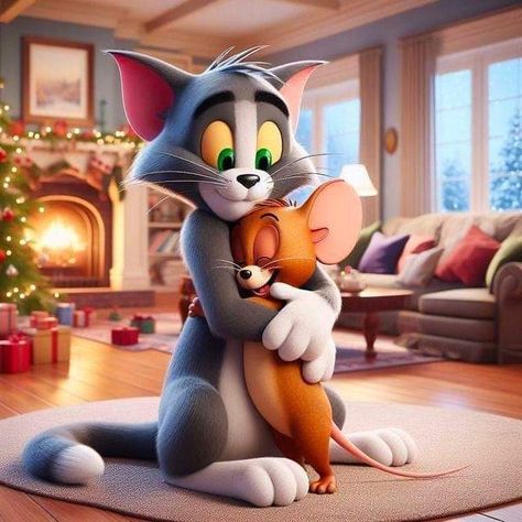 Tom And Jerry Hug, Tom And Jerry Hd, Animation Characters Tattoo, Tom And Jerry Pictures, Tom Y, Tom And Jerry Wallpapers, Good Night Baby, Brothers Art, Art Deco Artwork