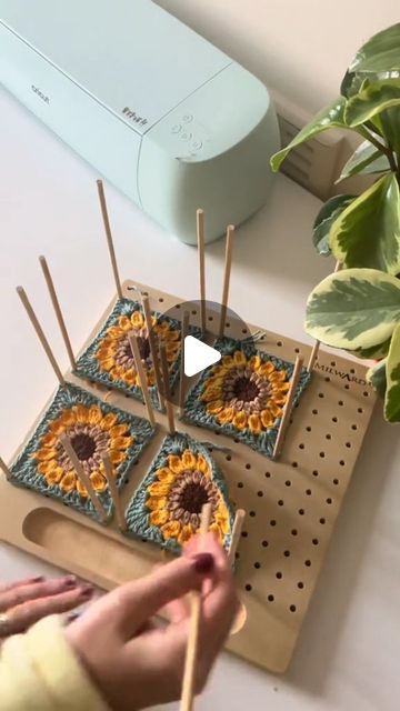 Knitting | Crocheting 🧶 on Instagram: "BLOCKING SUNFLOWER GRANNY SQUARES 😍💗  📹: @yarnunderr   Follow @crochetqueen1 for more knitting & crocheting tips 🧶  Follow @crochetqueen1 for more knitting & crocheting tips 🧶" Sunflower Crochet Granny Square, Crocheting Tips, Sunflower Granny Square, Sunflower Crochet, Crochet Sunflower, Crochet Granny Square, Granny Squares, Crochet Granny, Granny Square