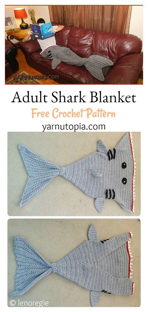 Adult Shark Blanket Free Crochet Pattern #freecrochetpattern #crochetpattern #blanketfreepattern #sharkfreepattern Crochet Shark Blanket, Crocheted Shark Pattern, Pointy Teeth, Shark Blanket, Mermaid Tail Blanket Crochet, Boy Crochet Patterns, Crochet Patterns Baby Girl, Crochet Patterns Baby Boy, Crochet Shark