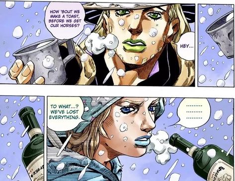 Gyro And Johnny, Gyro Zeppeli, Johnny Joestar, Japanese Poster Design, Jojo Parts, Ball Run, Jojo Memes, Losing Everything, Jojo Bizzare Adventure