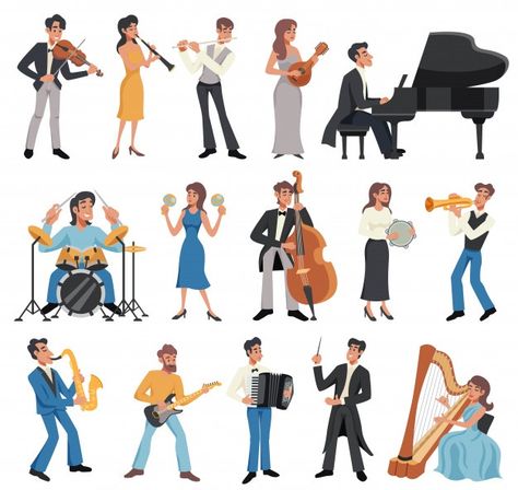 Jeu D'icônes De Musicien Vecteur gratuit | Free Vector #Freepik #freevector #musique #partie #femme #homme Ui Illustration, Cricut Images, Pen Drawings, Music Illustration, Picture Books Illustration, Man Icon, Jazz Band, Teaching Music, Romantic Art