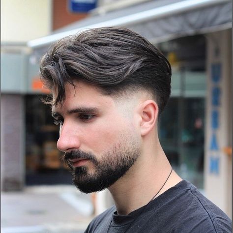 Mens Skin Fade Long On Top, Midfade Haircut For Men, Midfade Hairstyle Men, Skin Fade Long On Top, Midfade Hairstyle, Skin Fade Haircut Men, Long Slicked Back Hair, Long Hair Fade, Faded Haircut