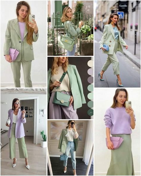 Business Casual Outfits For Women Pastel, Pastel Green Combination Outfit, Soft Summer Palette, Soft Summer, Casual Work Outfits, Winter 2024, Work Casual, Old Money, Moda Fashion