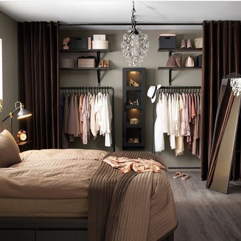 Open Closet, Small Space Bedroom, Bedroom Wardrobe, Trendy Bedroom, Remodeling Ideas, Remodel Bedroom, Closet Bedroom, Organization Bedroom, Closet Design