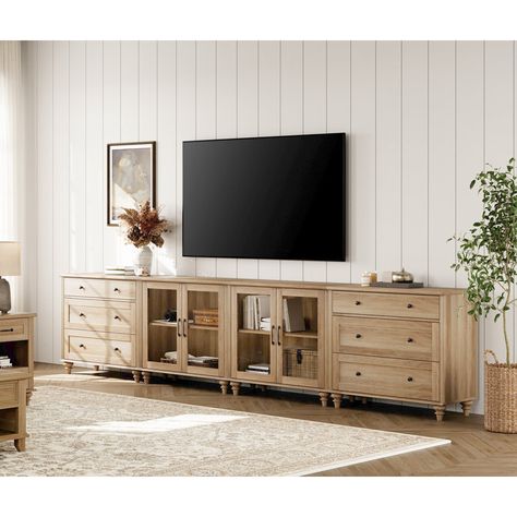 Dajohn 135.4'' Media Console 75 Inch Tv Living Rooms, 85 Inch Tv Living Room, 90 Inch Tv, 100 Inch Tv, Cabinet For Dining Room, Tv Entertainment Center, Home Tv Stand, Large Tv Stands, Wood Tv Console