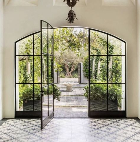 Veranda Magazine, Entry Design, Landscape Designer, Entry Way Design, Gorgeous Glass, Beautiful Interiors, Garden Room, French Doors, Exterior Design