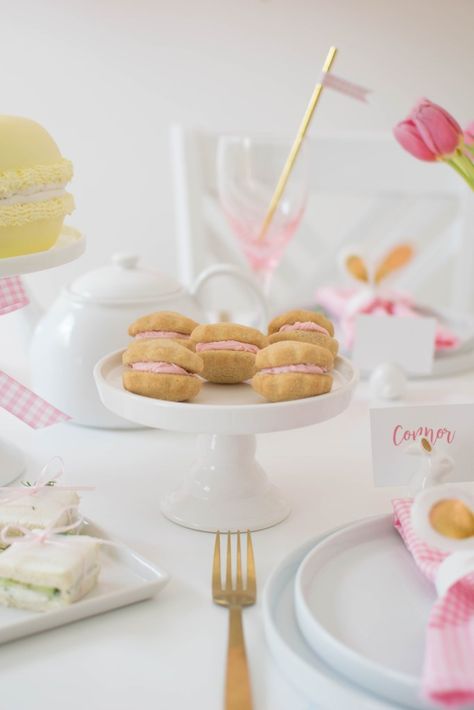 Spring Tea Party, Macaron Cake, Own Place, White Buttercream, Sugar Donut, Mini Sandwiches, Spring Tea, Small Desserts, Dessert Stand