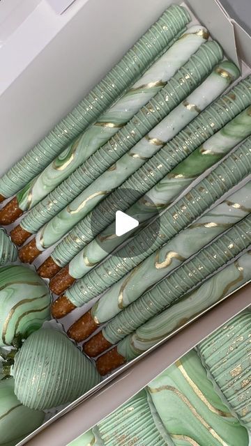 Sage Green Chocolate Covered Oreos, Sage Candy Table, Medspa Party Ideas, Graduation Dessert Ideas Sweet Treats, Pretzel Rods Dipped Birthday Parties, 80th Birthday Food Ideas, Sweet 16 Food Table, Green Pretzel Rods, Goodies Ideas Wedding