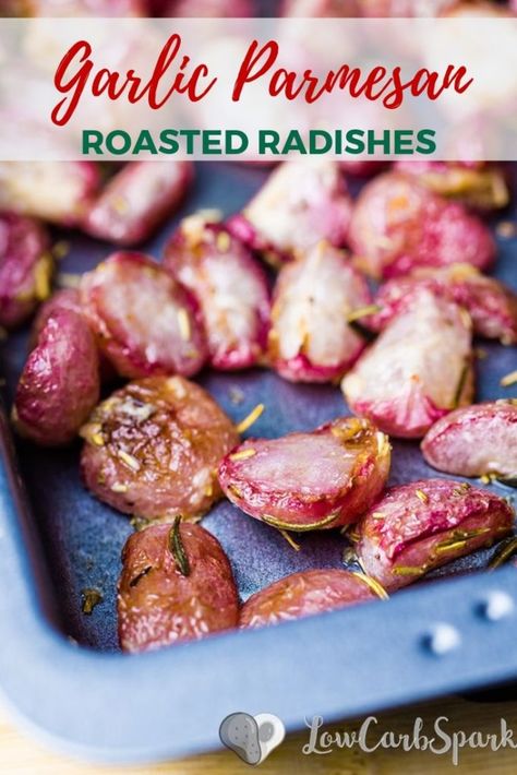 Roasted Radishes Recipe, Keto Side Dish, Roasted Radishes, Radish Recipes, Keto Sides, Carb Alternatives, Keto Side, Low Carb Side Dishes, Low Carb Sides