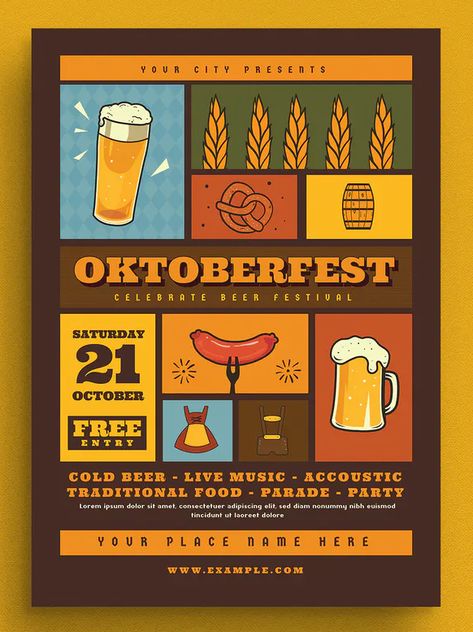 Beer Flyer, Oktoberfest Flyer, Oktoberfest Design, Event Promo, Wa State, Adobe Illustrator Graphic Design, Festival Flyer, Flyer Ideas, Event Flyer Templates