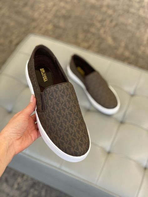 Women's Keaton Slip-On Logo Sneakers - Brown Shoes For Work Women, Feminine Sneakers, Stylish Boots For Women, Slip On Outfit, Business Sneakers, Mk Shoes, Shoes For Work, Women Slip On Sneakers, Work Women