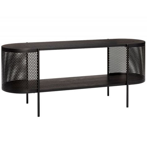 Low Console Table, Danish Interior, Contemporary Living Room Furniture, Storing Blankets, Прикроватные Тумбочки, Metal Console, Regal Design, Contemporary Cabinets, Black Sideboard