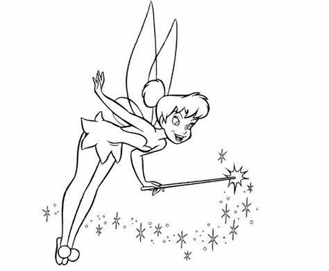 Free Printable Tinkerbell Coloring Pages For Kids Tinkerbell Wand, Tinkerbell Coloring Pages, Disney Sidekicks, Tinkerbell Disney, Classic Disney Characters, Clip Art Library, Disney Fairy, Fairy Coloring Pages, Fairy Coloring