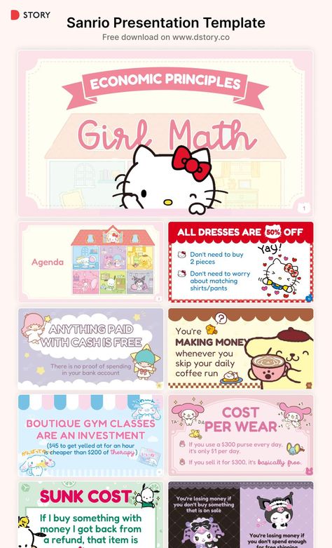 Sanrio PowerPoint Presentation Template by D Story in 2024 | Powerpoint slide designs, Cute powerpoint templates, Presentation slides design Canva Slide Presentation Ideas, Sanrio Presentation Template, Hello Kitty Slide Template, Sanrio Powerpoint Template, Sanrio Powerpoint, Sanrio Google Slides, Hello Kitty Presentation, Powerpoint Ideas Aesthetic, Sanrio Presentation