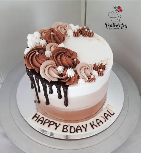 Chocolate Cake Frosting Design, Cake Designs Chocolate Truffle Cake Designs, Chocolate Vanilla Cake Design, Mocha Cake Design Birthday, Ombre Chocolate Cake, Chocolate Cake Decorating Ideas Simple, Mocha Cake Design, Chocolate Bday Cake Decoration, Birthday Cake Chocolate Decoration Ideas