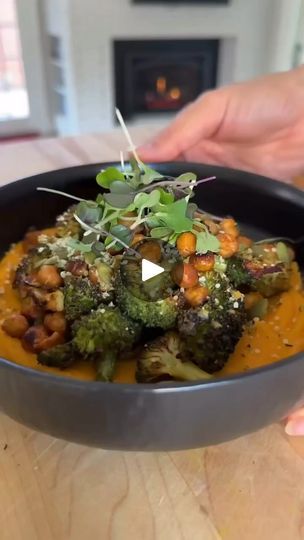 24K views · 193 reactions | 🧡Roasted Broccoli with Miso Mashed Sweet Potatoes by jackfruitfulkitchen 🍛

✨ ​𝒔𝒂𝒗𝒆 𝒂𝒏𝒅 𝒕𝒓𝒚 ✨

SERVES 2

1 large bunch of broccoli, cut into florets
14 oz can chickpeas, drained and patted dry
1 tsp garlic powder
1 tsp salt and pepper
1 tsp paprika
1 tbsp vegan parmesan or nutritional yeast
1 large sweet potato
¼ cup full fat coconut milk
1 tbsp maple syrup
1 tbsp miso paste
1 tbsp pumpkin seeds
1 tbsp hemp seeds
¼ cup microgreens

Preheat oven to 425 and line a large metal baking sheet with parchment paper or foil. Spread the broccoli and chickpeas on the baking sheet. Drizzle with oil if desired and sprinkle with garlic powder, 1/2 tsp salt, 1/2 tsp pepper, paprika, and parmesan. Toss to coat. Bake for 20-25 minutes until the edges are golden and c Miso Mashed Potatoes, Miso Paste, Vegan Parmesan, Roasted Broccoli, Instagram Link, Mashed Sweet Potatoes, Canned Chickpeas, Quick Healthy, Nutritional Yeast