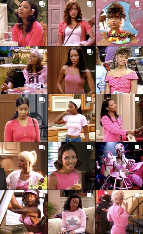 90s Girly Aesthetics, 2000 Black Women Fashion, Zaria From Parenthood, Y2k Dinner Outfits, Pink Baddie Aesthetic Outfits, Breanna One On One Outfits, Pink 90s Outfit, Black 90s Fashion, Clueless Outfits