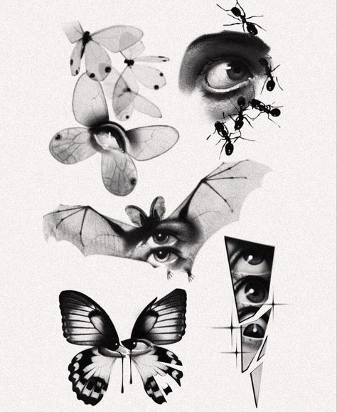 Realism Flash Tattoo, Realism Tattoo Flash, Dark Realism Tattoo, Surreal Tattoo Ideas, Realism Tattoo Ideas, Surrealism Tattoo Design, Eyes Butterfly, Surrealism Tattoo, Surreal Tattoo