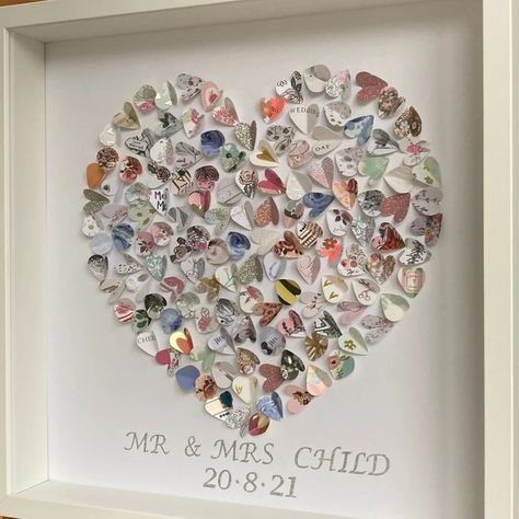 Wedding Card Shadow Box Ideas, Wedding Card Memory Ideas, Post Wedding Crafts, Craft With Wedding Cards, Home Made Wedding Card, Wedding Card Collage Ideas, Wedding Art Ideas, Wedding Card Display After Wedding, Wedding Card Craft Keepsake