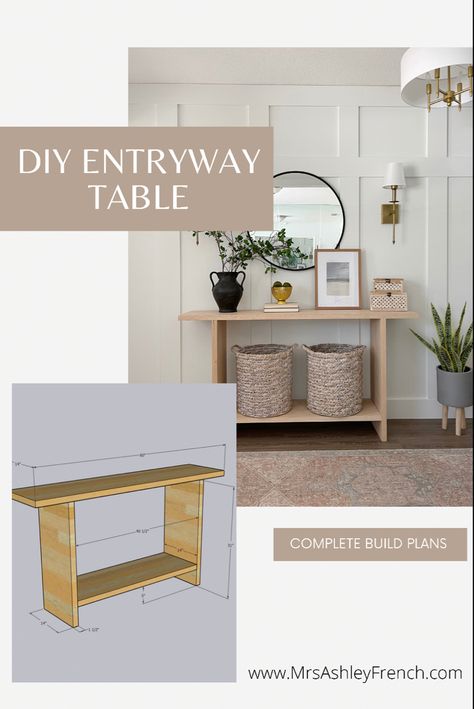 Diy Entry Table, Diy Entryway Table, Wood Entry Table, Rustic Entryway Table, Furniture Build, Easy Table, Diy Dining Room Table, Console Table Entryway, Table Build