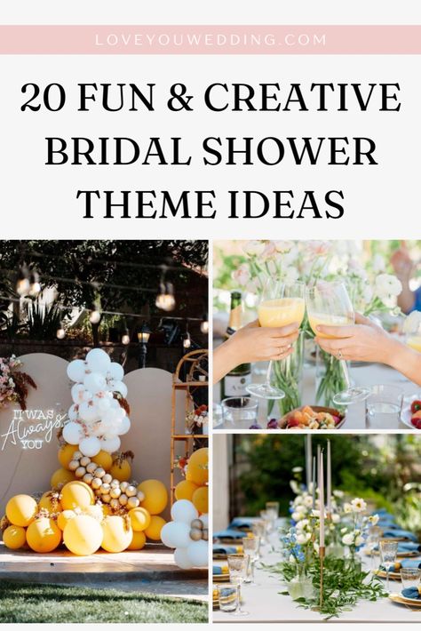 Planning a bridal shower for the bride-to-be? We’re sharing 20+ fun and unique bridal shower theme ideas she’ll love! Whether you’re planning a fall, winter, spring, or summer wedding shower, we have ideas for off the market, beach, boho, rustic, brunch, and mimosa bar bridal shower themes! Discover the best bridal shower games, decorations, food, and more. Champagne Brunch Bridal Shower Theme, New Orleans Theme Bridal Shower Ideas, Cute Wedding Shower Themes, Bridal Brunch Decorations Table, February Wedding Shower Themes, Bridal Shower Ideas Themed The Bride, Spring Bridal Shower Food Ideas, Cocktail Hour Bridal Shower Theme, Red Themed Bridal Shower Ideas