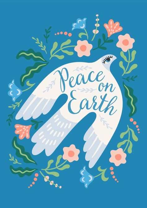 Poster On Peace, Peace Christmas Cards, Peace Bird, Peace Poster, Earth Poster, Dove Of Peace, Christmas Vector, Card Poster, Peace Art