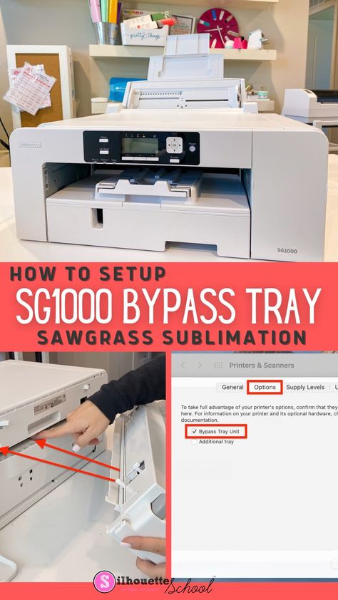 How to Setup Sawgrass Bypass Tray with SG1000 Sublimation Printer - Silhouette School Sawgrass Sublimation Printer, Silhouette School Blog, Silhouette School, Sublimation Printer, Printer Scanner, School Lessons, Easy Steps, Easy Step, Step By Step