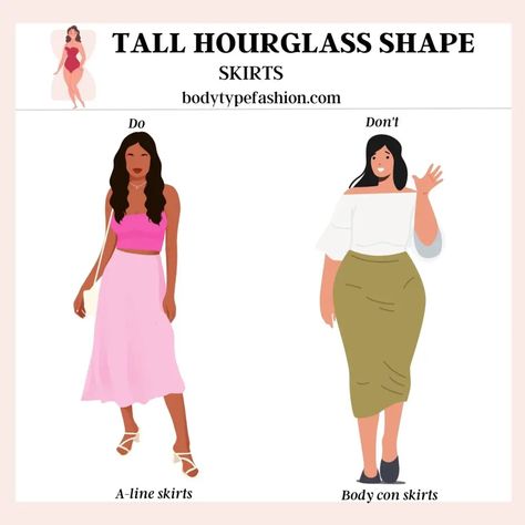 A-line skirts Hourglass Shaped Women, Hourglass Body Shape, Body Skirt, Body Proportions, Hourglass Shape, Tall Girl, Body Con Skirt, Tall Women, Body Shape