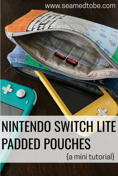 Nintendo Switch Lite padded pouches {dimensions + tips} Nintendo Switch Bag Pattern, Diy Switch Case, Nintendo Switch Case Sewing Pattern, Diy Nintendo Switch Case, Switch Case Pattern, Crochet Nintendo Switch Case, Crochet Switch Case, Nintendo Switch Bag, Nintendo Crafts