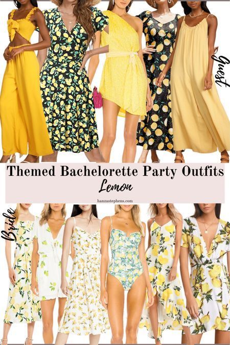 Lemon themed bachelorette party outfits for bride and bridesmaids Lemon party outfits Italian coast outfit ideas What to wear to amalfi coast Lemoncello party outfit Positano themed party outfits Lemon themed party outfit Lemon bachelorette outfits Beach vacay bright dresses Lemon dresses Yellow dresses for beach #LTKwedding Italian Themed Party Outfit, Italian Themed Parties Outfit, Positano Theme Party Outfit, Amalfi Coast Theme Party Outfit, Coast Outfit Ideas, Themed Bachelorette Party Outfits, Lemon Bachelorette, Italian Birthday Party, Themed Party Outfits