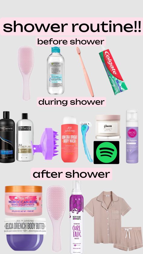 this is my night shower routine! #routine #shower #preppy Night Shower Routine, Shower Preppy, Micellar Cleansing Water, Shea Body Butter, Water Cleanse, Shower Routine, Body Butter, Body Wash, Moisturizer