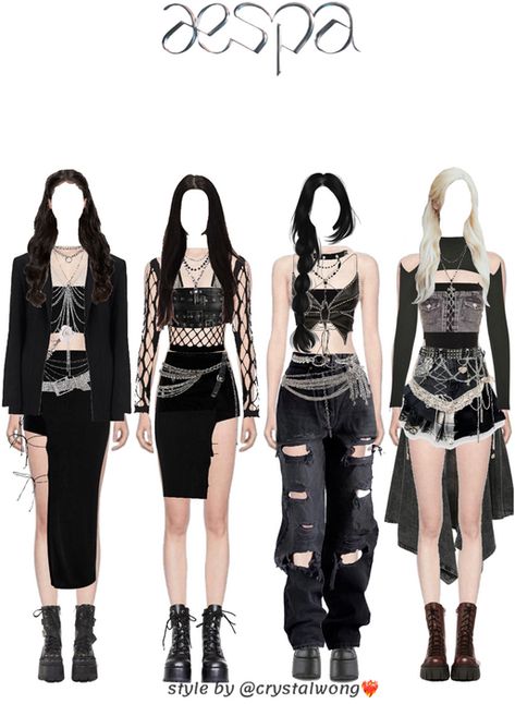 Dance Outfits Performance, Aespa Concert Outfit Inspired, Armageddon Outfits, Aespa Concert Outfit Ideas, Kpop Clothes Inspired Outfits, Aespa Inspired Outfit, Aespa Concert Outfit, Aespa Outfits Inspired, Concert Outfit Inspo Summer