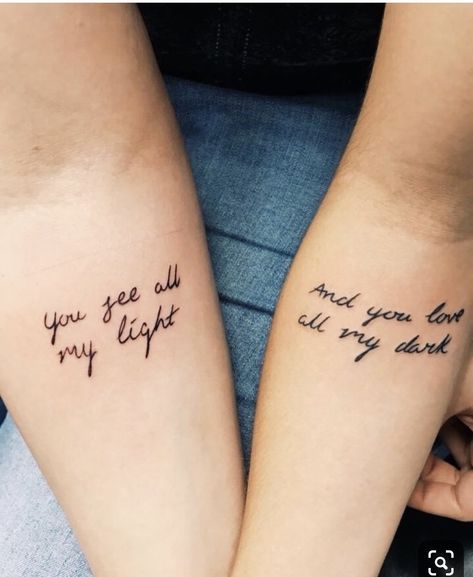 Sister Tattoos Quotes, Unique Sister Tattoos, Tattoos For Women Small Meaningful, Inspiring Quote Tattoos, Tattoo Family, Tattoo Placements, Tattoo Moon, Tattoo Couple, Matching Sister Tattoos