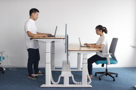 H shape for double people workstation Office For Two People Layout, Office For 2, Office Furniture Layout, Office Desk Table, Simple Computer Desk, Standing Work Station, Layout Home, Smart Desk, Office Organization At Work