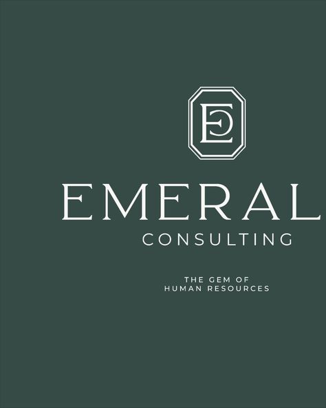 Custom brand identity design for Emerald Consulting, female-owned & operated, redefining the HR landscape one business at a time. Prepare to transform your human resources with a touch of emerald brilliance. | luxury brand, consulting agency brand design, consulting, human resources services, hr, brand identity design, branding, brand design inspiration #brand #design #consultingagency Hr Branding Design, Marketing Consultant Logo, Hr Company Logo, Consulting Brand Identity, Emerald Logo Design, Hr Consultancy Logo, Investment Company Branding, Emerald Logo, Consultant Branding