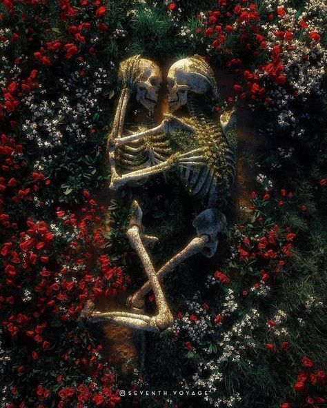 Skeleton Love, Skeleton Art, Cat Air, Skull Wallpaper, Dark Art Illustrations, Arte Inspo, Creepy Art, Romantic Art, Ethereal Art