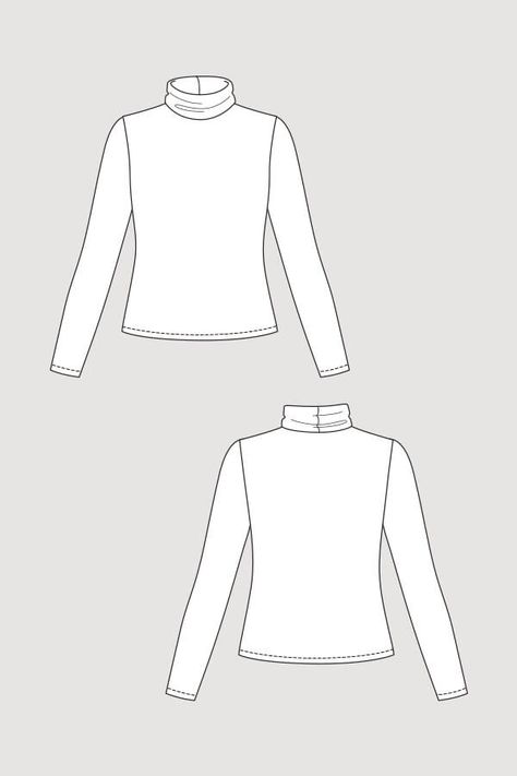 Paola turtleneck - named Turtle Neck Flat Sketch, Turtle Neck Drawing, Turtleneck Drawing, Designer Turtleneck, Turtleneck Pattern, Turtle Neck Shirt, Clothing Templates, Shirt Sketch, T Shirt Sewing Pattern