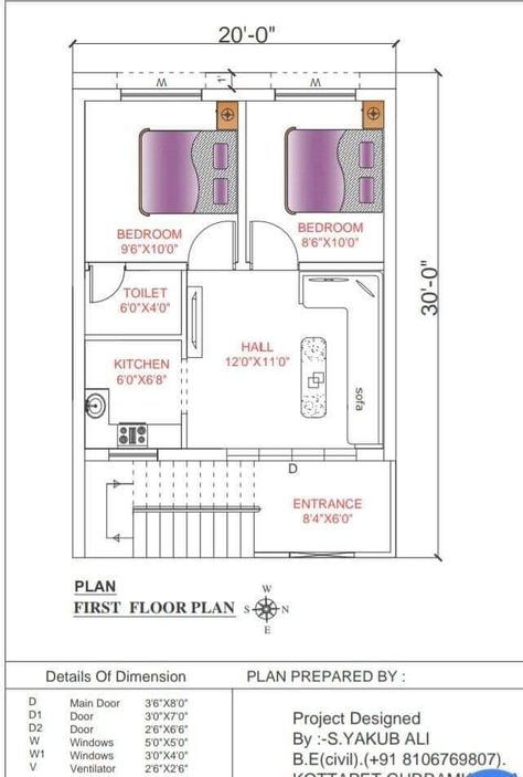 20×30 House Plan, Small House Design Floor Plan, Smart House Plans, Mini House Plans, 30x50 House Plans, 20x30 House Plans, Small House Blueprints, 20x40 House Plans, 2bhk House Plan