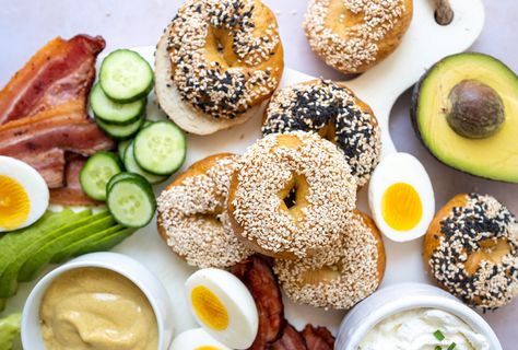 Celebrate Canada Day With These Mini Bagels (and Epic BLT Bagel Board!) Mini Bagels Recipe, Blt Bagel, Bagel Board, Baking Soda And Honey, Bagels Recipe, Canadian Cuisine, Gluten Free Sweet Potato, Mini Bagels, Sweet Potato Brownies