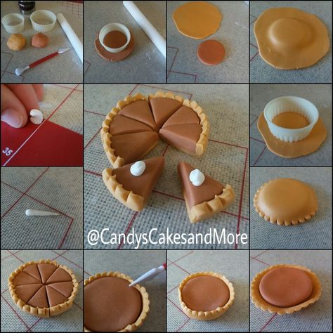 Polymer Clay Pie Tutorial, Polymer Clay Pumpkin Pie, Polymer Clay Cake Tutorial, Clay Food Tutorials, Edible Geode, Polymer Clay Pie, Geode Tutorial, Clay Cookies, Miniture Food