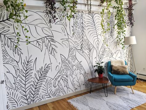 Wall Hand Painting Ideas, Indoor Mural Ideas, Apartment Mural, Boutique Mural, Hand Painted Murals For Home, Cow Mural, Outdoor Wall Paint, Aerial Studio, Hallway Mural