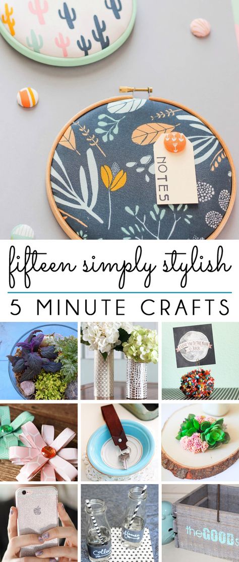 SIMPLE & STYLISH! Fifteen craft projects you can make in 5 minutes or less! Mops Crafts, Group Crafts, 5 Min Crafts, Moms Crafts, Quick Crafts, Diy And Crafts Sewing, 5 Minute Crafts Videos, Craft Night, Crafts For Teens