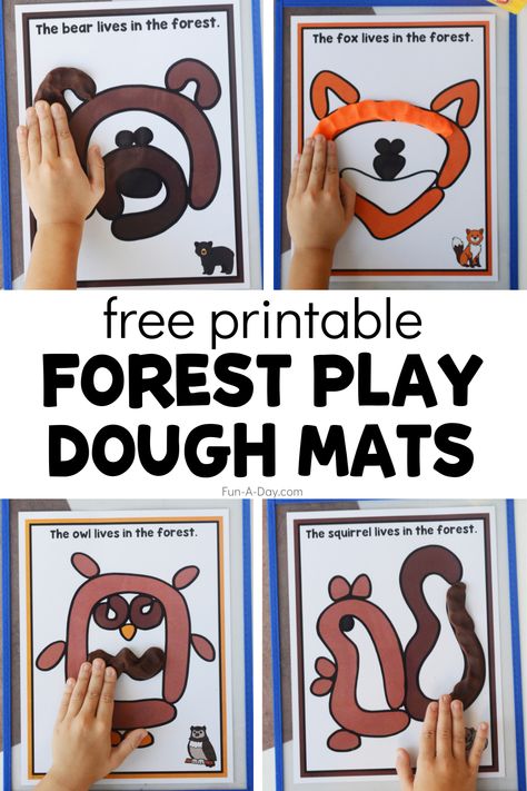 Click the Fun-A-Day.com link to get your copy of these forest animal playdough mats. Use them to practice fine motor skills during your next preschool, pre-k, or kindergarten forest theme. Hedgehog Playdough, Hedgehog Preschool Activities, Animal Playdough Mats, Animal Playdough, Animal Habitats Preschool, Nocturnal Animals Activities, Hibernation Preschool Activities, Forest Animals Preschool, Hibernation Preschool