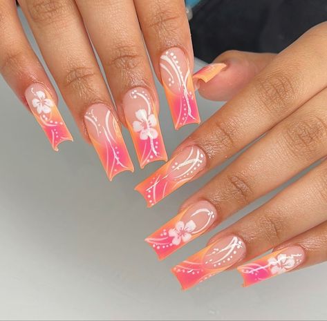 hawaiian nail ideas ;; nails ;; pink nails ;; acrilyc nails ;; fake nails ;; summer nail inspo Elegant Nails Coffin, Nude Nails With Black Design, Nude Nails For Brown Skin, Bali Nails, Dominican Nails, Hawaiian Nails, Quartz Nails, Airbrush Nails, Nagel Tips