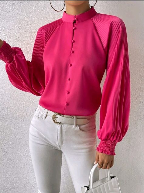 Coral Blouse Outfit, Business Casuals, Muslim Girl Outfits, Style Essence, Lace Long Sleeve Shirt, Coral Blouse, Outfit Styles, Blazer Jackets For Women, Chic Outfit