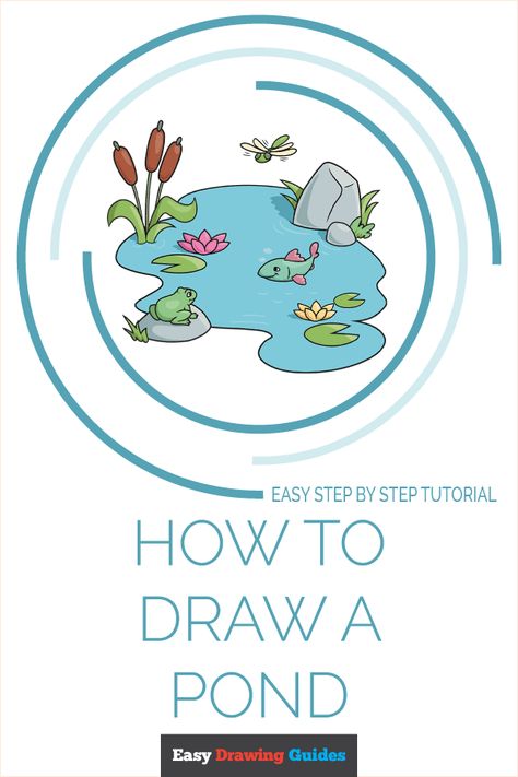 Acrylic Painting Rocks, Pond Drawing, Draw Nature, Pencil Drawings For Beginners, Drawing Guides, Flower Drawing Tutorials, Easy Drawing Tutorial, Drawing Tutorials For Kids, Popular Cartoons