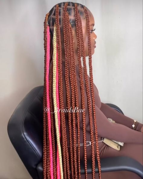 Honey Blonde And Pink Braids, Honey Blonde And Pink, Blonde And Pink, Pink Braids, Color Braids, Box Braid Hair, Braiding Hairstyles, Teen Swag, Feed In Braids Hairstyles