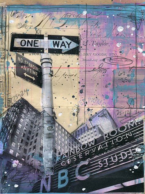 One Way Street Sign, Gcse Art Sketchbook, I Miss You More, Rainbow Room, Gcse Art, Painting On Paper, A Level Art, Urban Environment, Media Painting