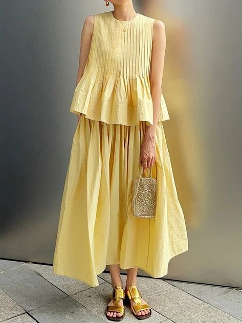 Fashion Elegant Style OUTFIT INSPIRATION Online Shopping Page 4 | stylewe Tea Party Dresses For Women Casual, Classic Minimalist Style Summer, V Neck Cotton Dress, Timeless Summer Fashion, Plus Size European Fashion, Casual Garden Party Outfit, Cotton Dress Ideas, Japandi Fashion, Cutesy Style